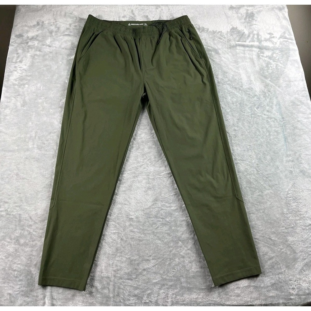 Western Rise Jogger Pants Mens XL Green Spectrum Stretch Drawstring Performance